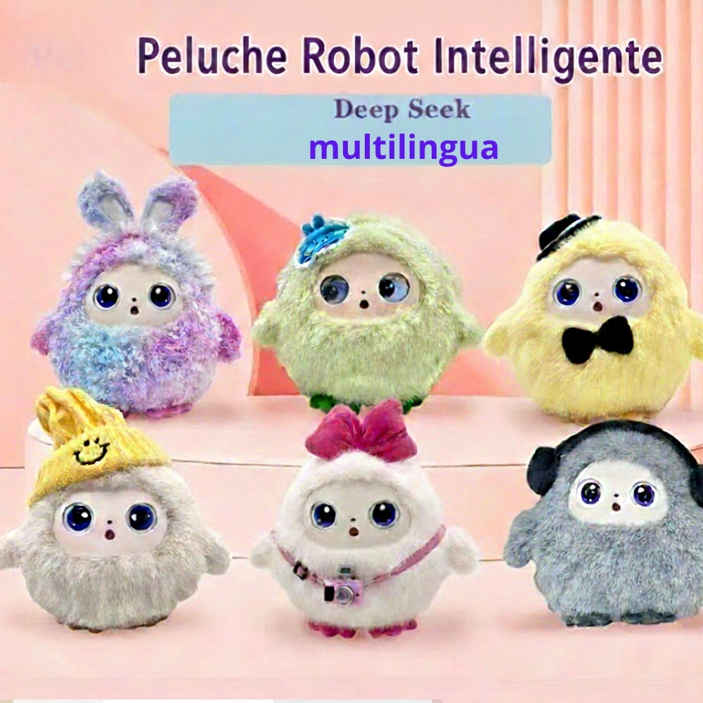 Peluche AI con voce intelligente e occhi LED, compagno interattivo per bambini™