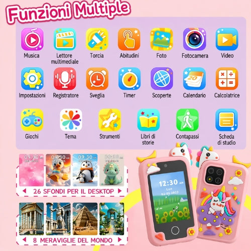 Telefono Giocattolo Educativo per Bambini, Smartphone Interattivo con Funzioni Didattiche