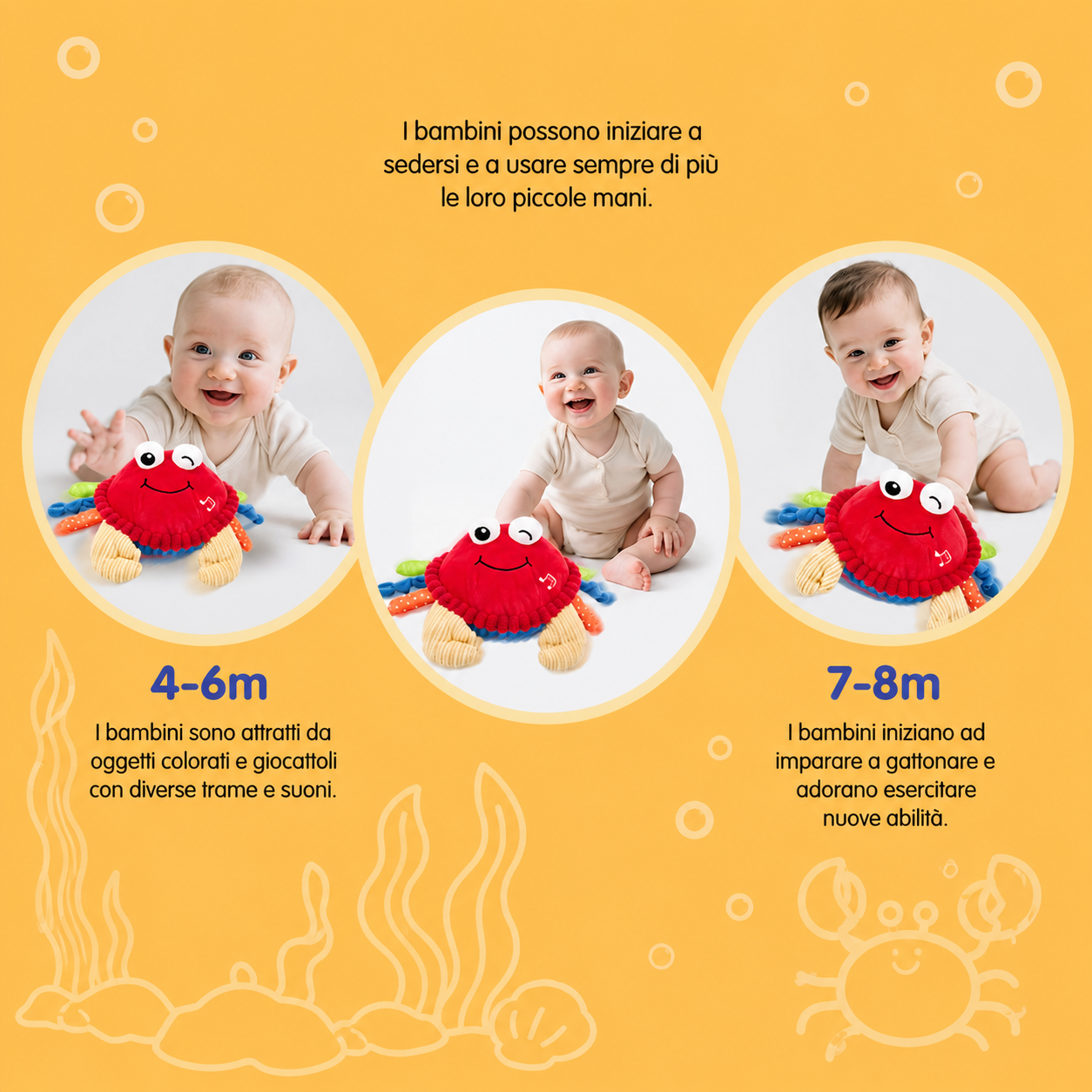 Crabby GO™- Il Granchietto Interattivo che insegna a gattonare giocando