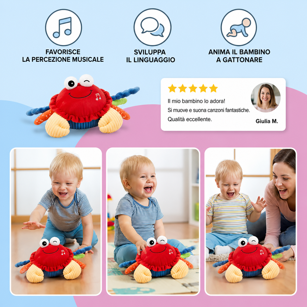 Crabby GO™- Il Granchietto Interattivo che insegna a gattonare giocando