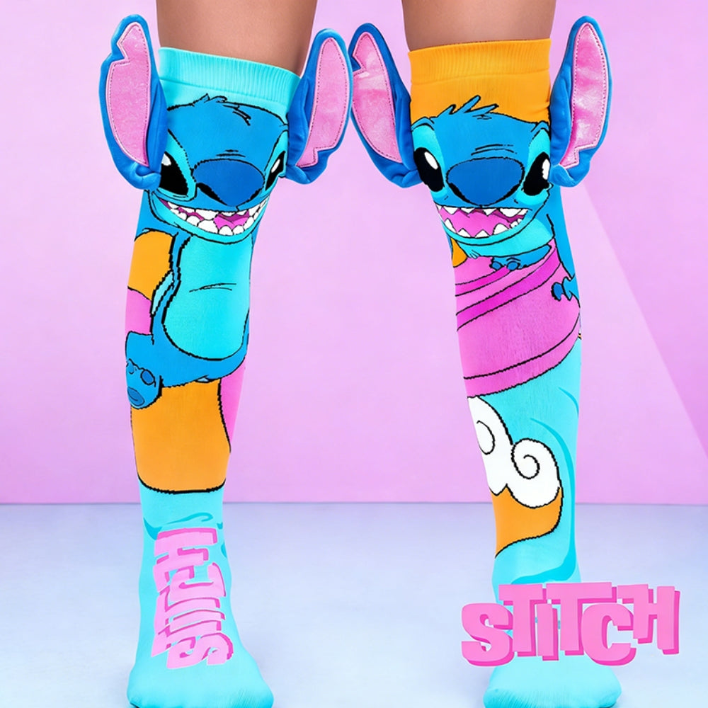 Calzini alti al ginocchio neutri- STITCH  con design 3D delle orecchie fatte a mano™