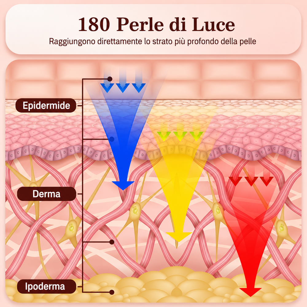 Face Mask LED 180 con Luce Rossa e Infrarosso Vicino per un'azione defaticante