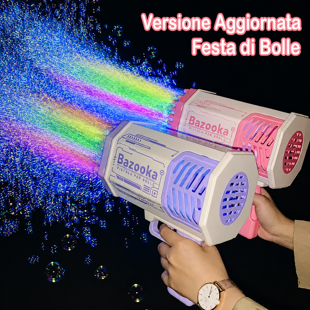 💥 Bubble Bazooka Pro™ – Pistola Sparabolle LED a 69 Fori