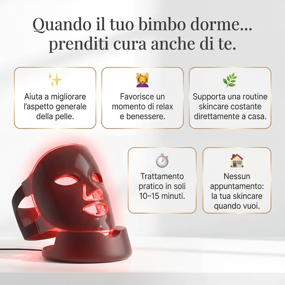 Face Mask LED 180 con Luce Rossa e Infrarosso Vicino per un'azione defaticante
