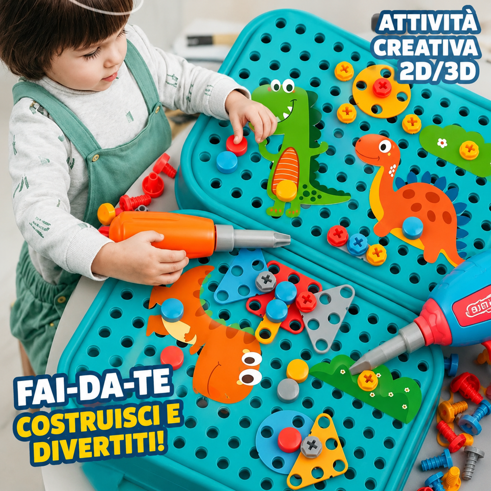 Set di costruzioni Montessori con un simpatico design a forma di dinosauro